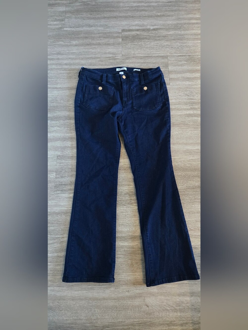 Nine West Navy Blue Bootcut Pants Size 10 Button Detail